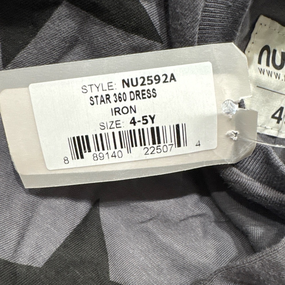 NUNUNU Star 360 Dress Short Sleeves Grey Black Stars NWT - Picture 6 of 6
